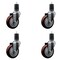 Service Caster 4'' Maroon Poly Wheel Swivel 1-5/8'' Expanding Stem Caster Set, 4PK SCC-EX20S414-PPUB-MRN-158-4 - alternate 1